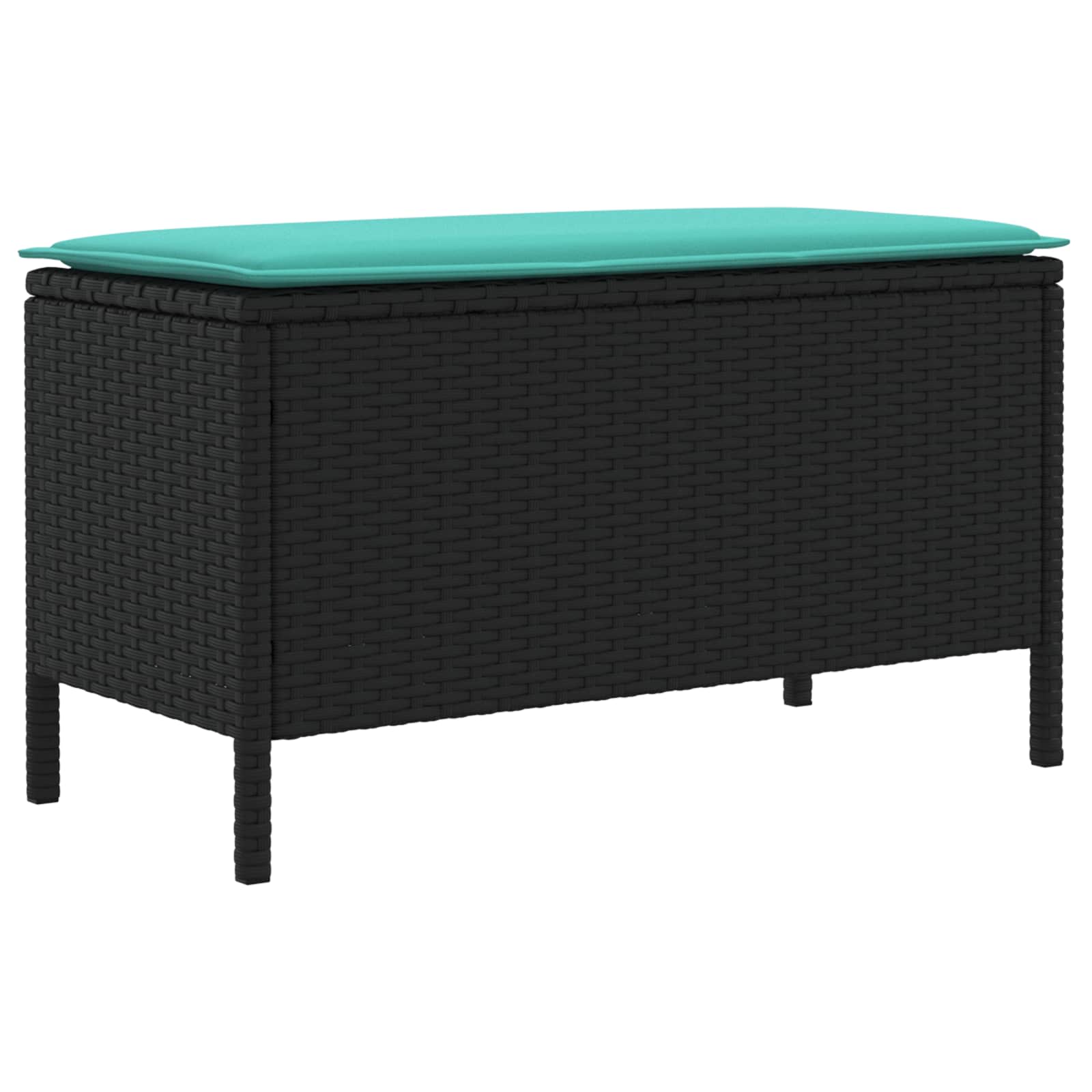 Pufe de jardim preto e turquesa 80 x 38 x 42 cm rattan de PE