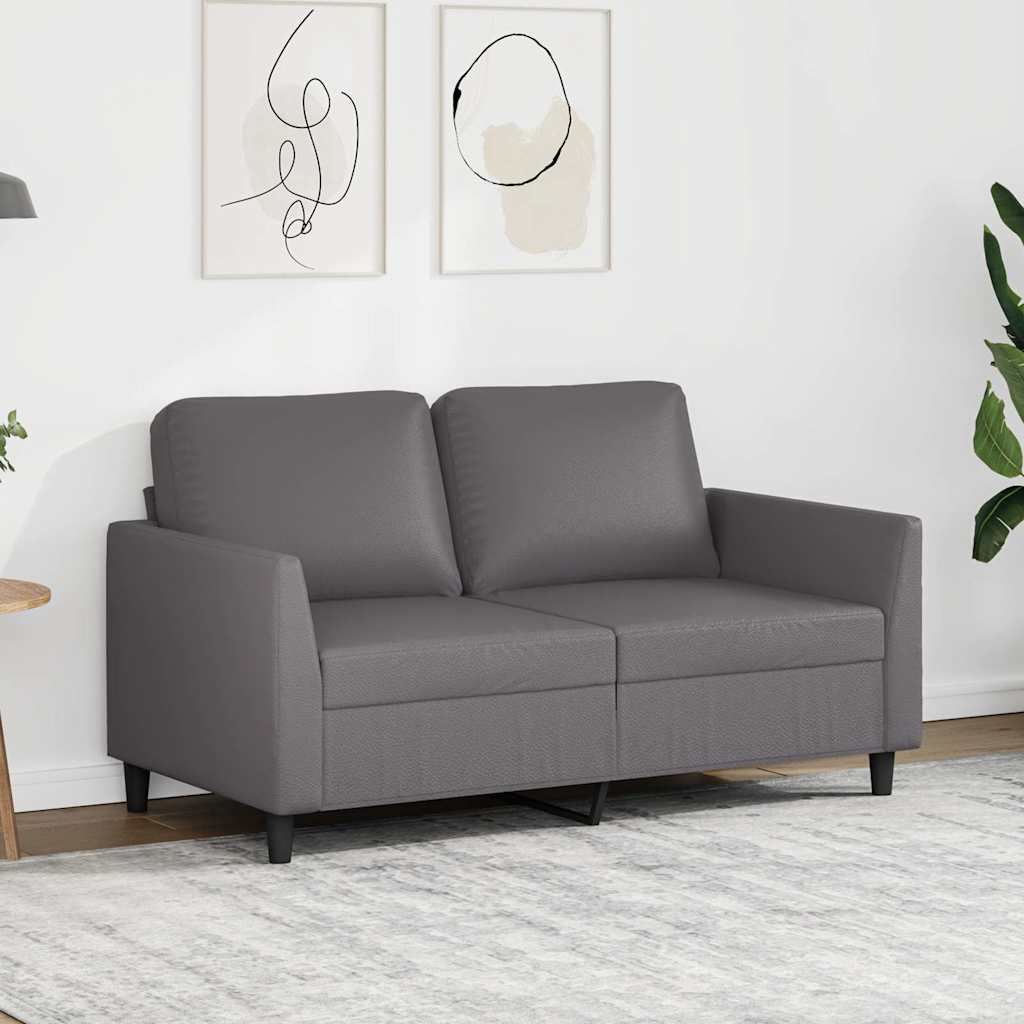 Sofá de 2 lugares 120 cm couro artificial cinza