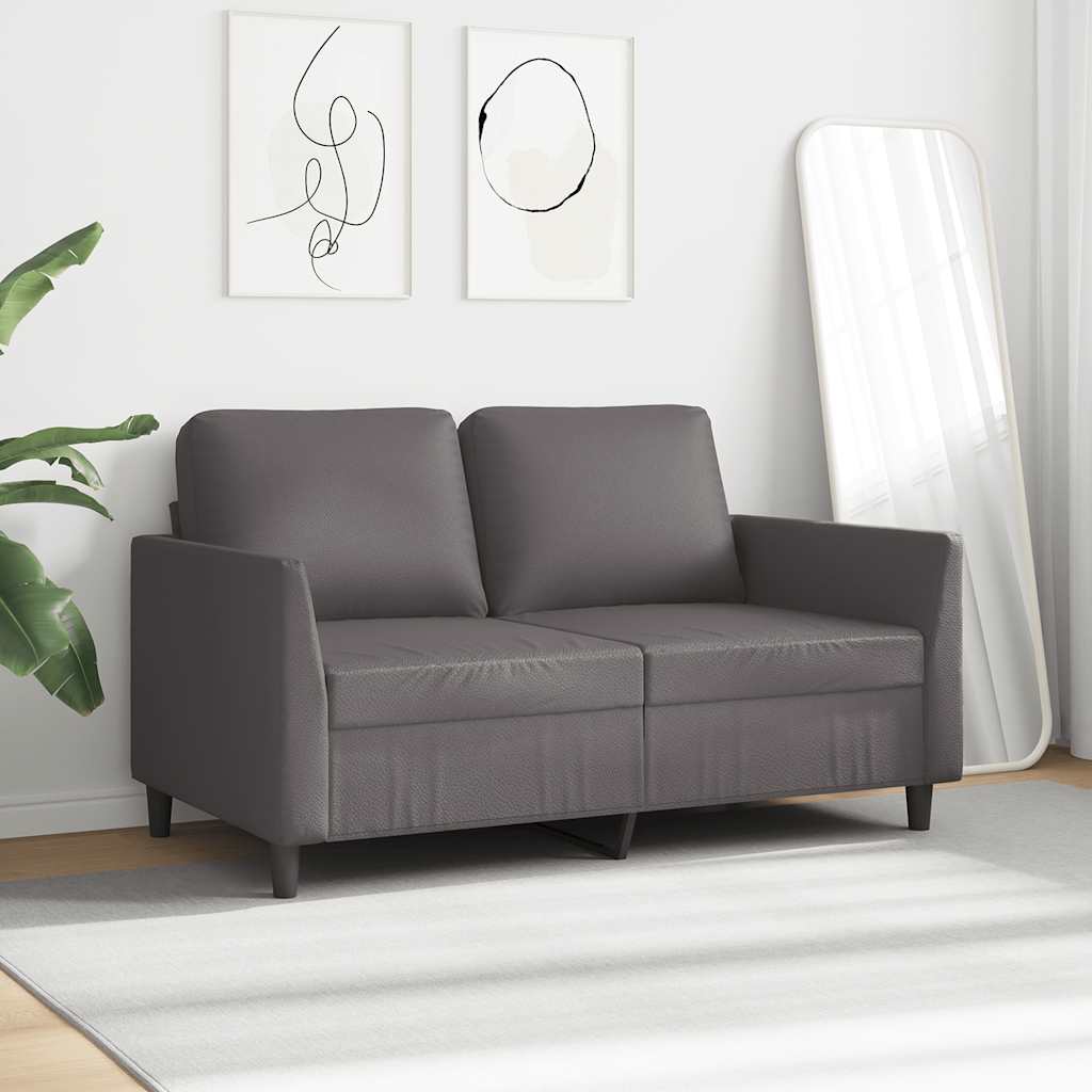 Sofá de 2 lugares 120 cm couro artificial cinza