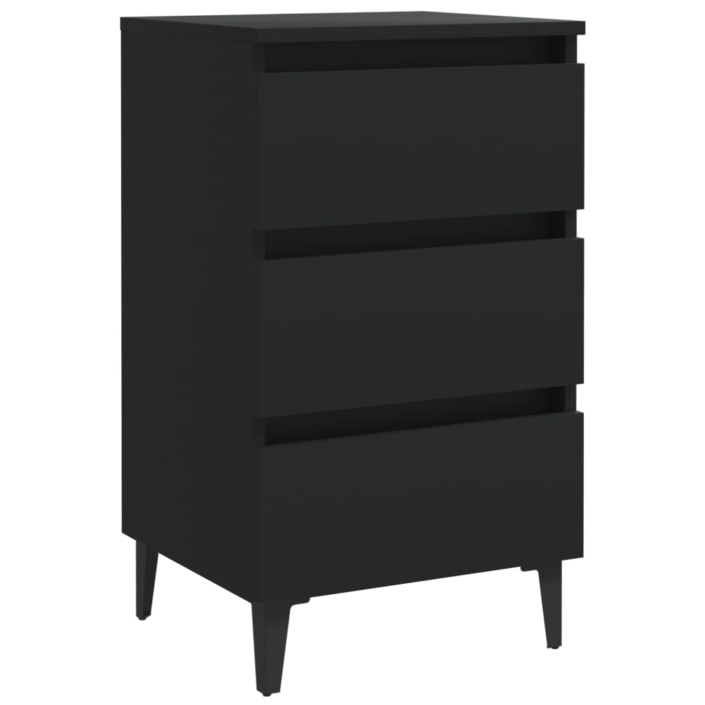 Mesa de cabeceira c/ pernas de metal 40x35x69 cm preto