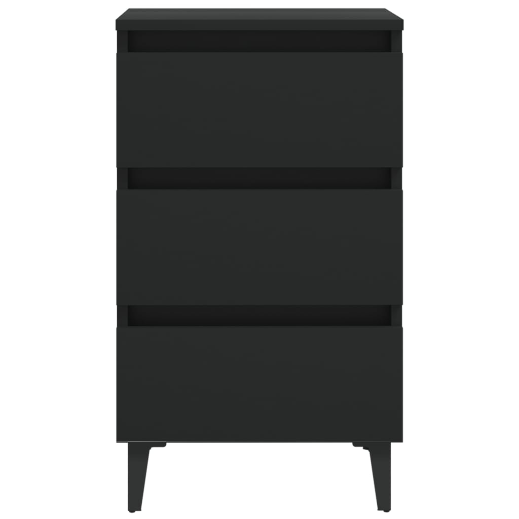 Mesa de cabeceira c/ pernas de metal 40x35x69 cm preto
