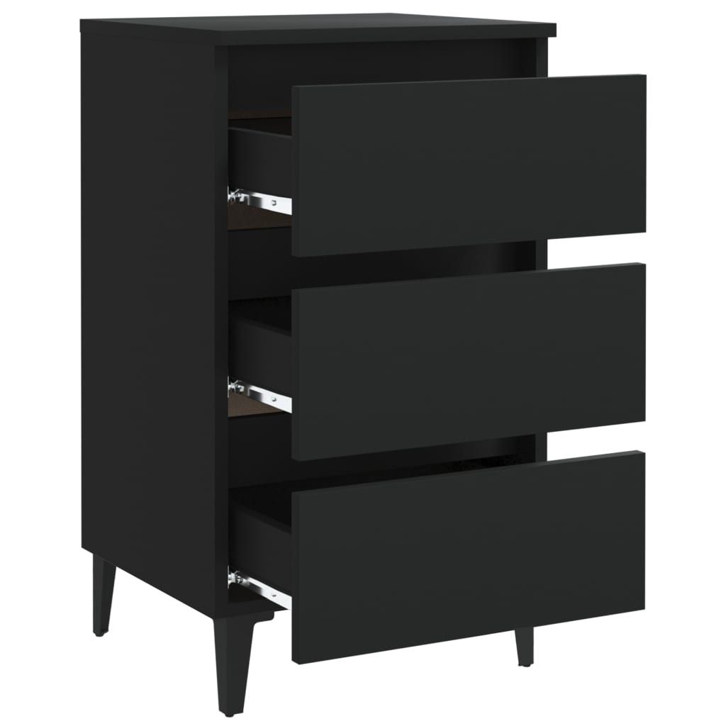 Mesa de cabeceira c/ pernas de metal 40x35x69 cm preto