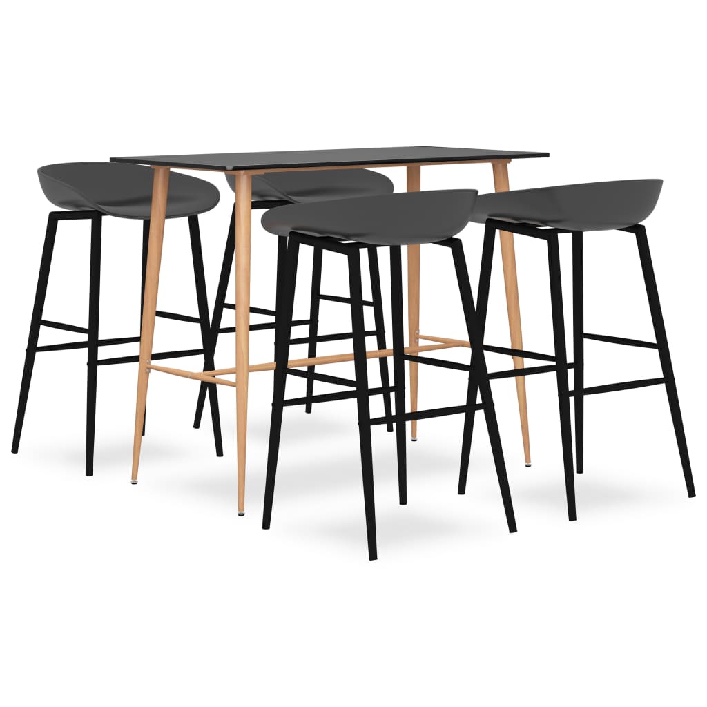 5 Pcs conjunto de bar preto e cinzento