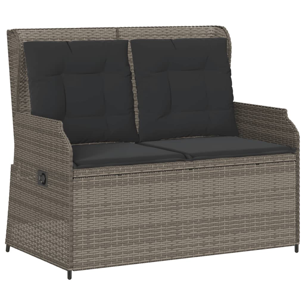 3 Pcs conjunto lounge de jardim c/ almofadões vime PE cinzento