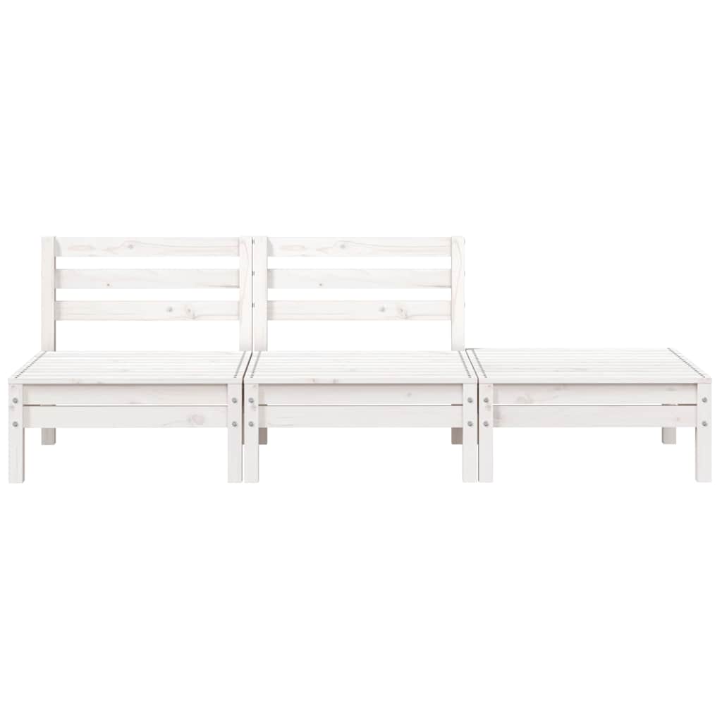 Sofá de 3 lugares para jardim pinho maciço branco