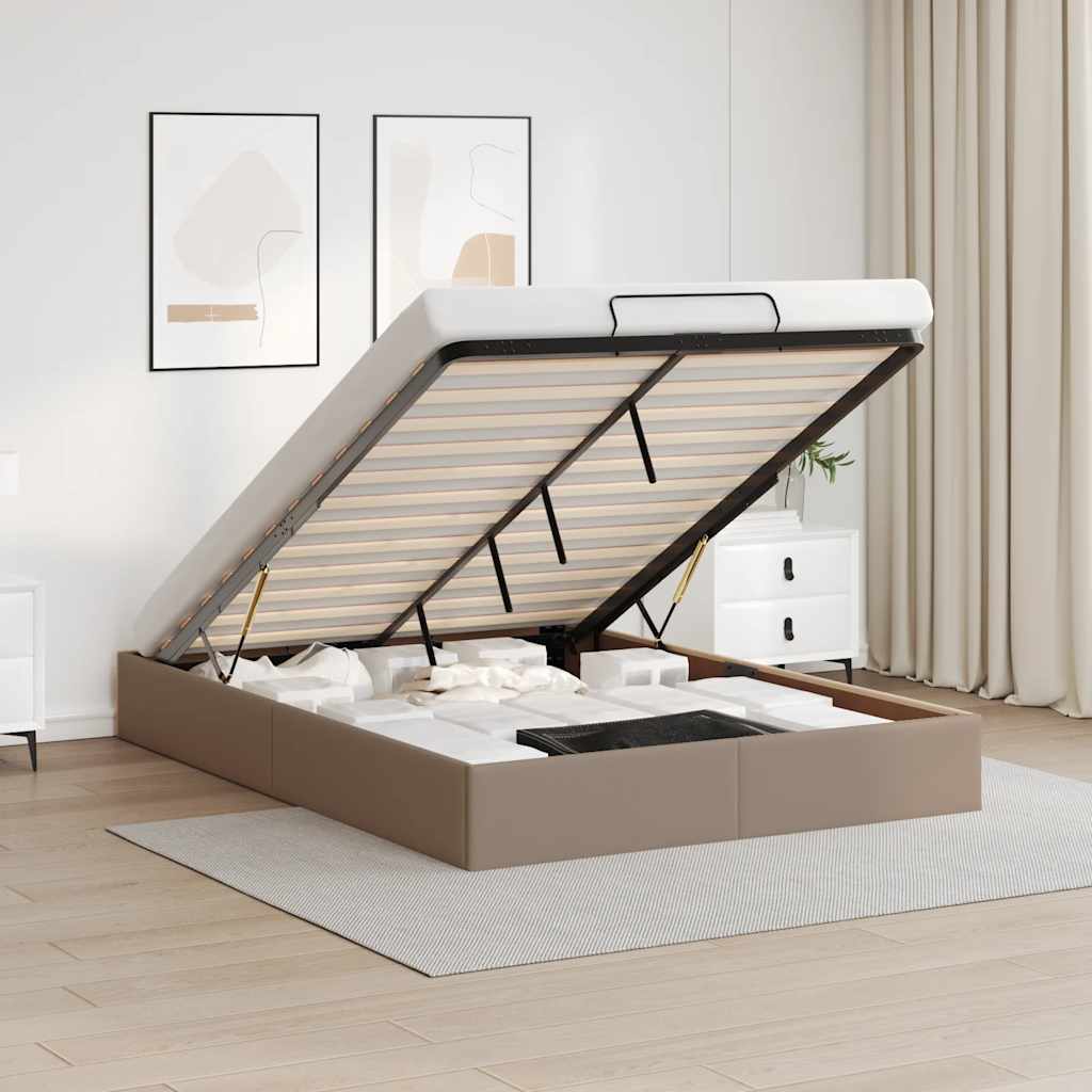 Estrutura de cama otomana sem colchão cappucino 140x190 cm