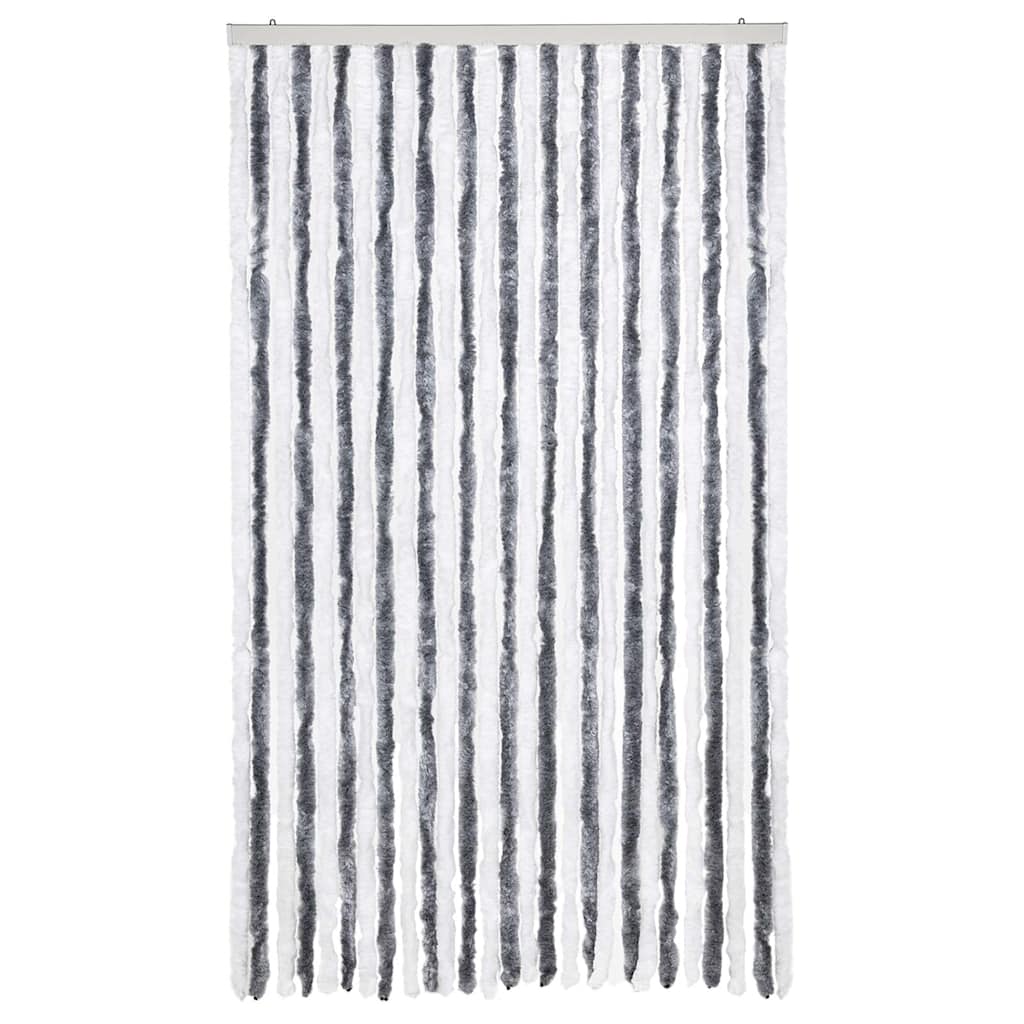 Cortina anti-insetos 118x220 cm chenille cinzento e branco