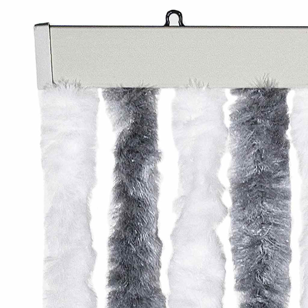 Cortina anti-insetos 118x220 cm chenille cinzento e branco