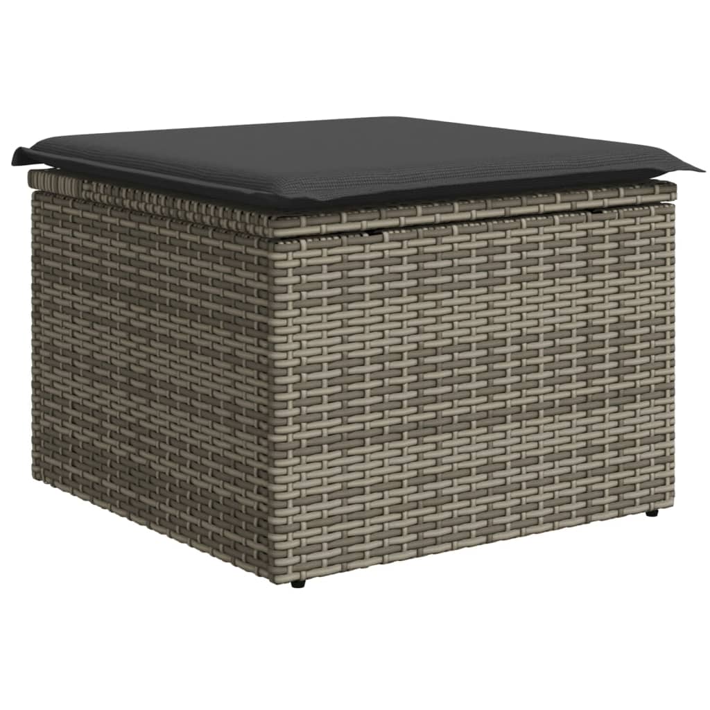 5 Pcs conjunto sofás de jardim c/ almofadões vime PE cinzento