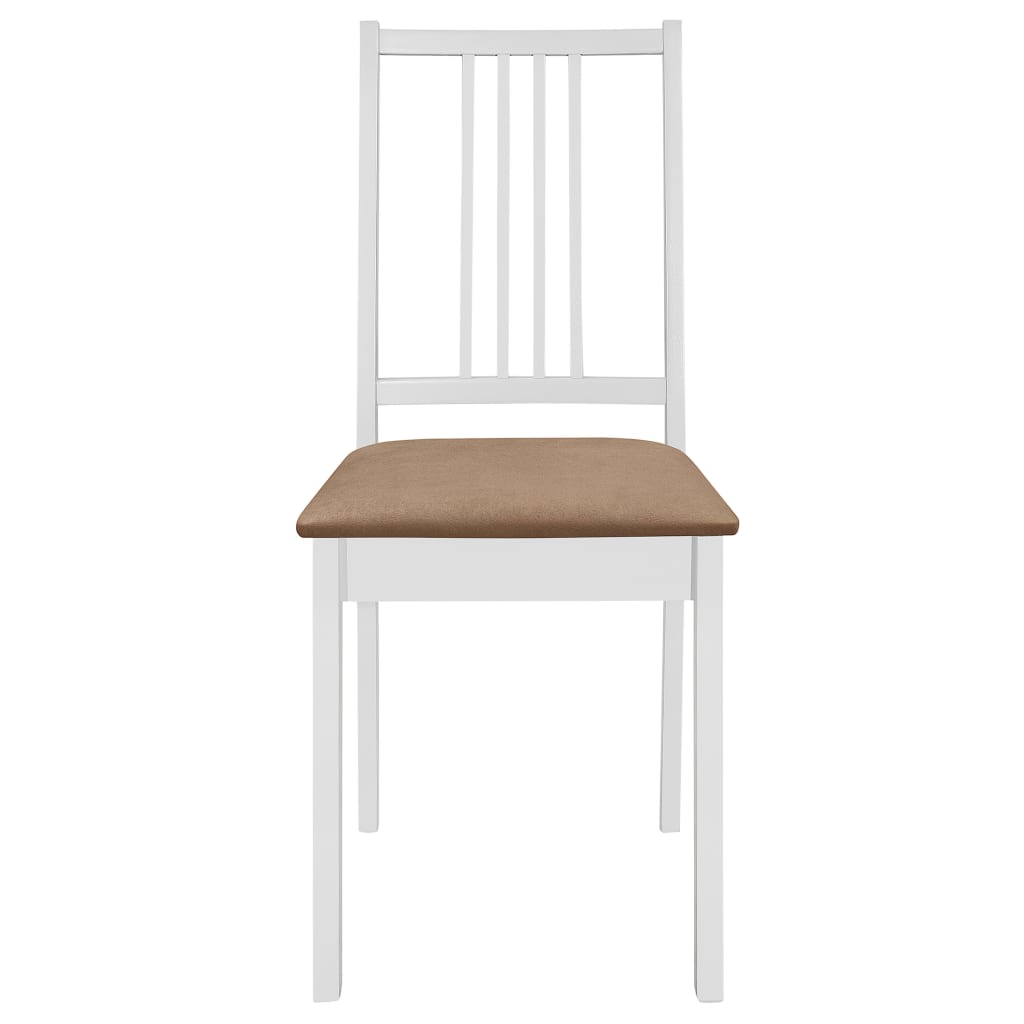 Cadeiras de jantar com almofadões 6 pcs madeira maciça branco