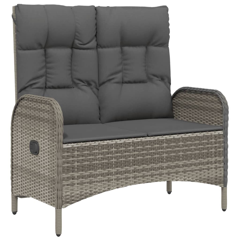 4 Pcs conjunto de jantar p/ jardim c/ almofadões vime PE cinza