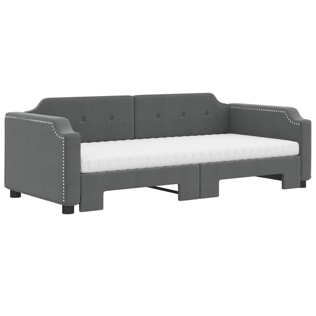 Sofá-cama c/ gavetão e colchões 90x190cm tecido cinzento-escuro
