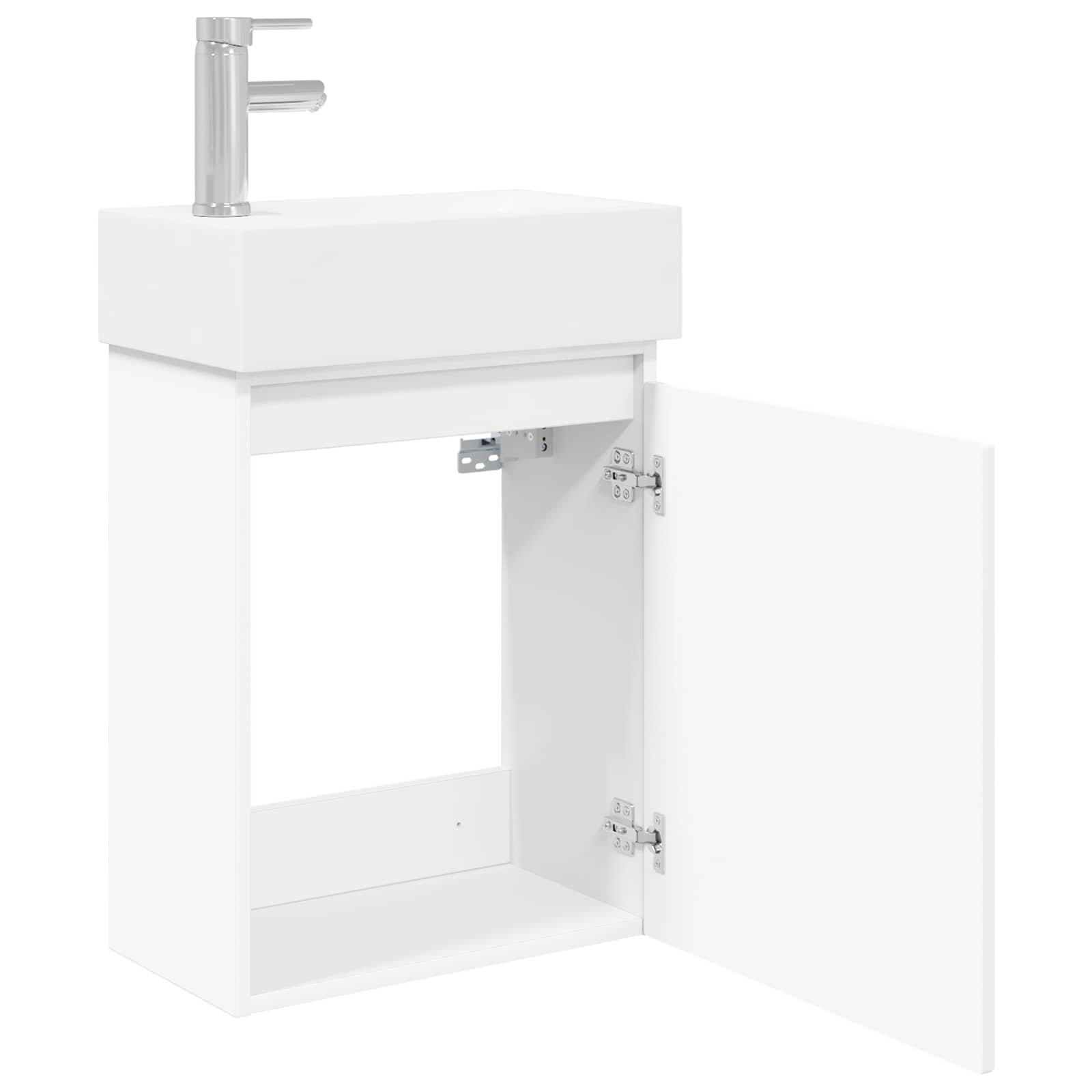 Conjunto de móveis de banheiro com torneira branco