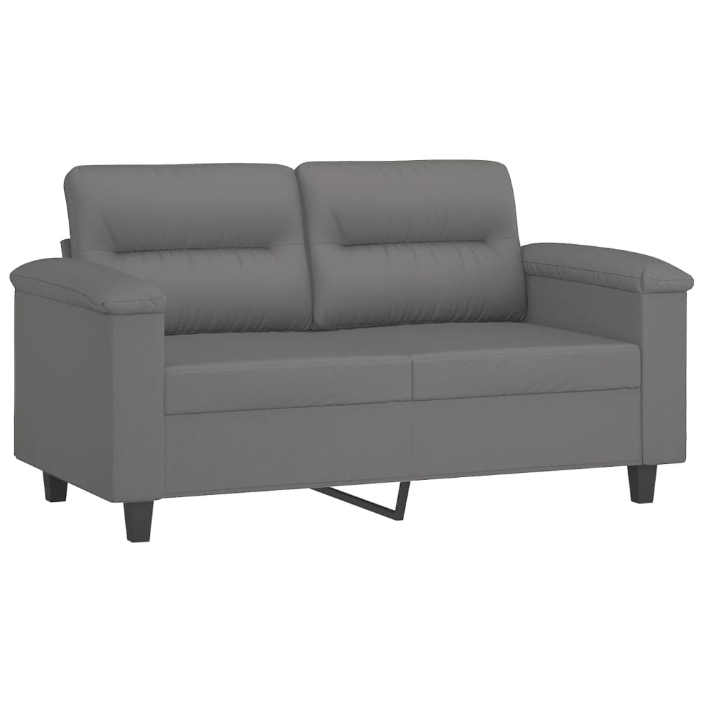 3 Pcs conjunto sofás c/ almofadas microfibra cinza-escuro