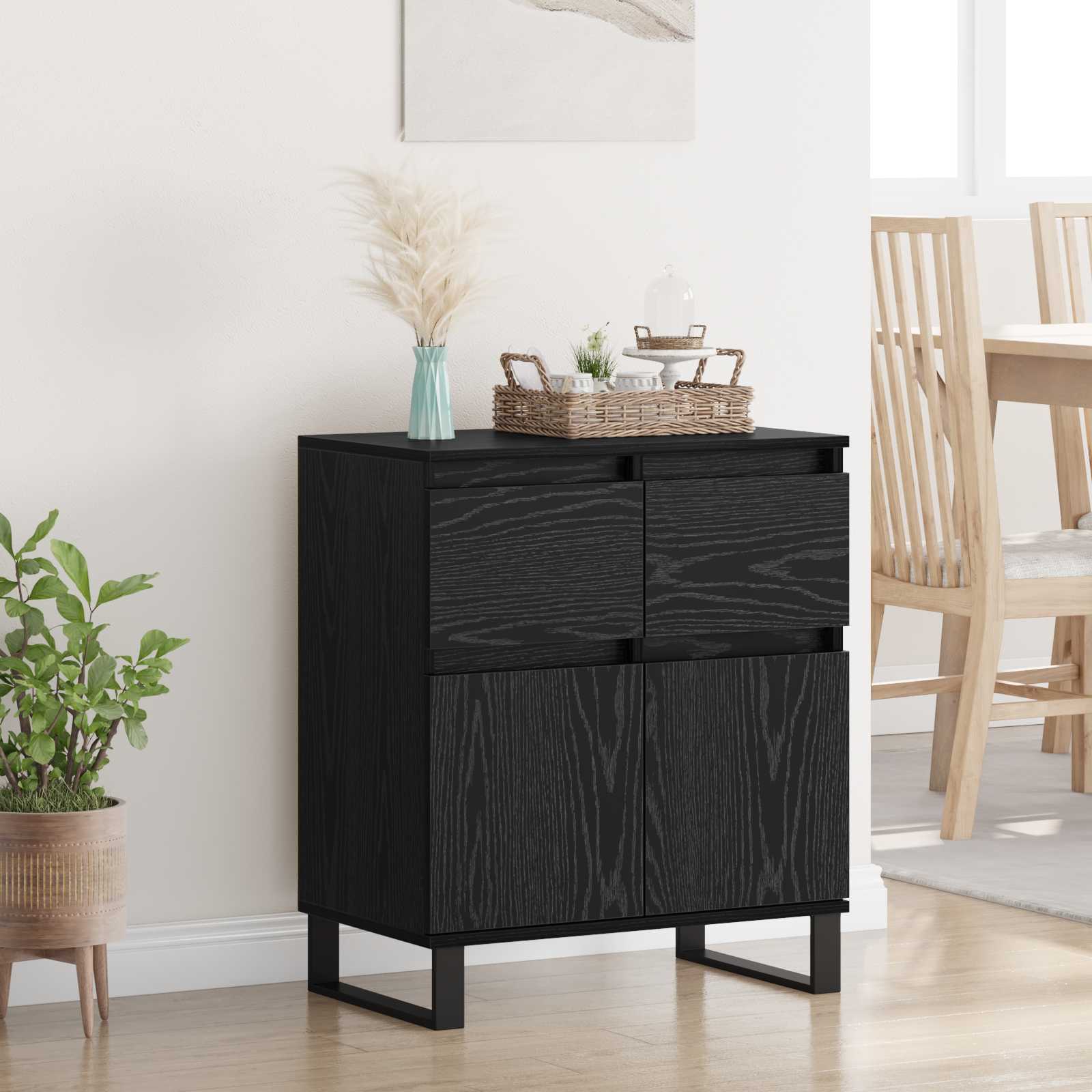 Buffet com gaveta carvalho preto 60 x 35 x 70 cm