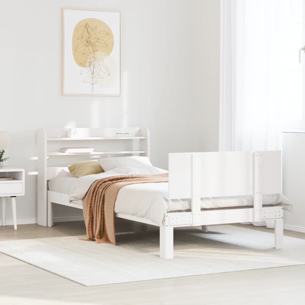 Estrutura de cama c/ cabeceira sem colchão 100x200 cm branco
