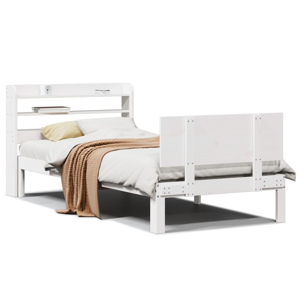 Estrutura de cama c/ cabeceira sem colchão 100x200 cm branco