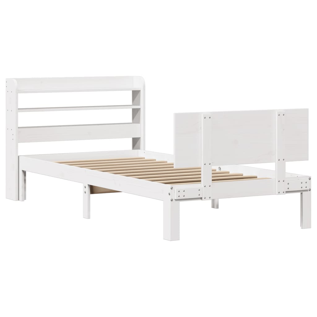 Estrutura de cama c/ cabeceira sem colchão 100x200 cm branco