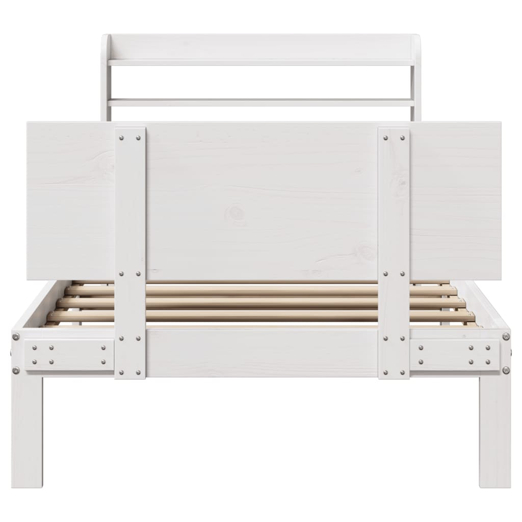 Estrutura de cama c/ cabeceira sem colchão 100x200 cm branco