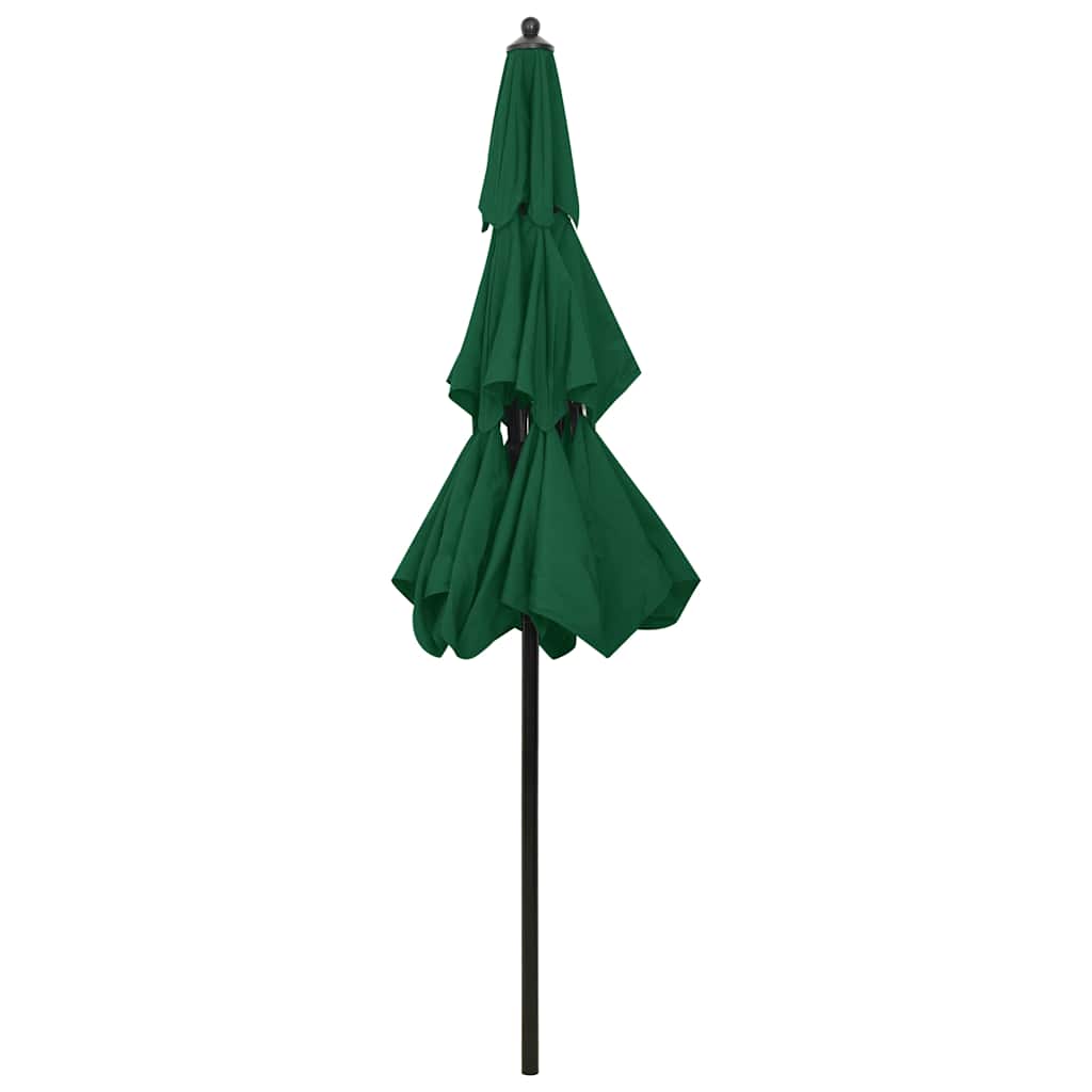 Guarda-sol de jardim 3 camadas c/ poste de alumínio 2,5 m verde