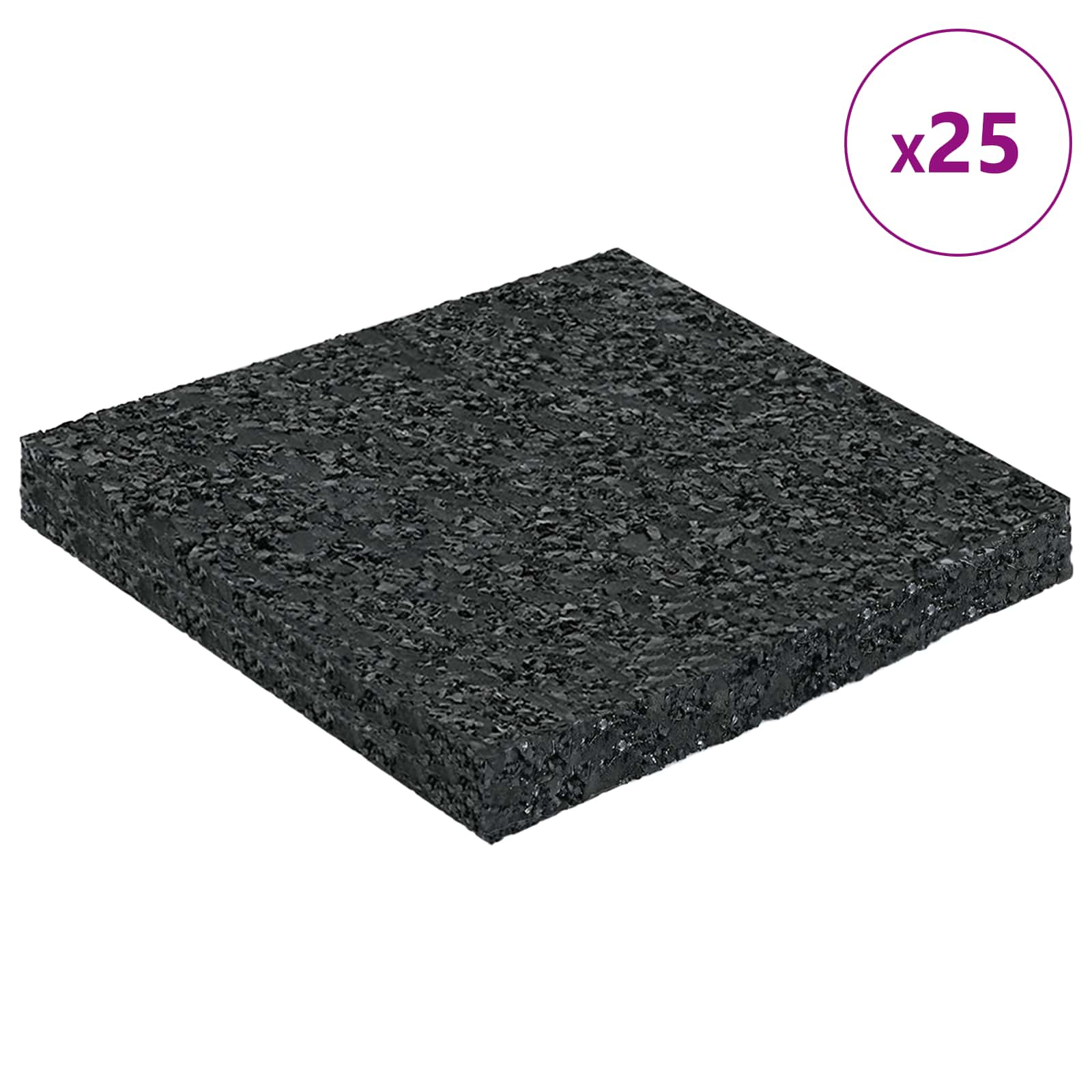 Tapete de pátio em granulado de borracha preto 9 x 9 x 0,8 cm