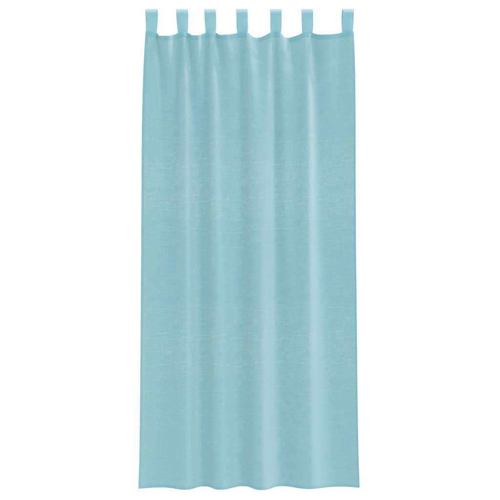 Cortinas de voile com bolsos para varão 2 pcs turquesa