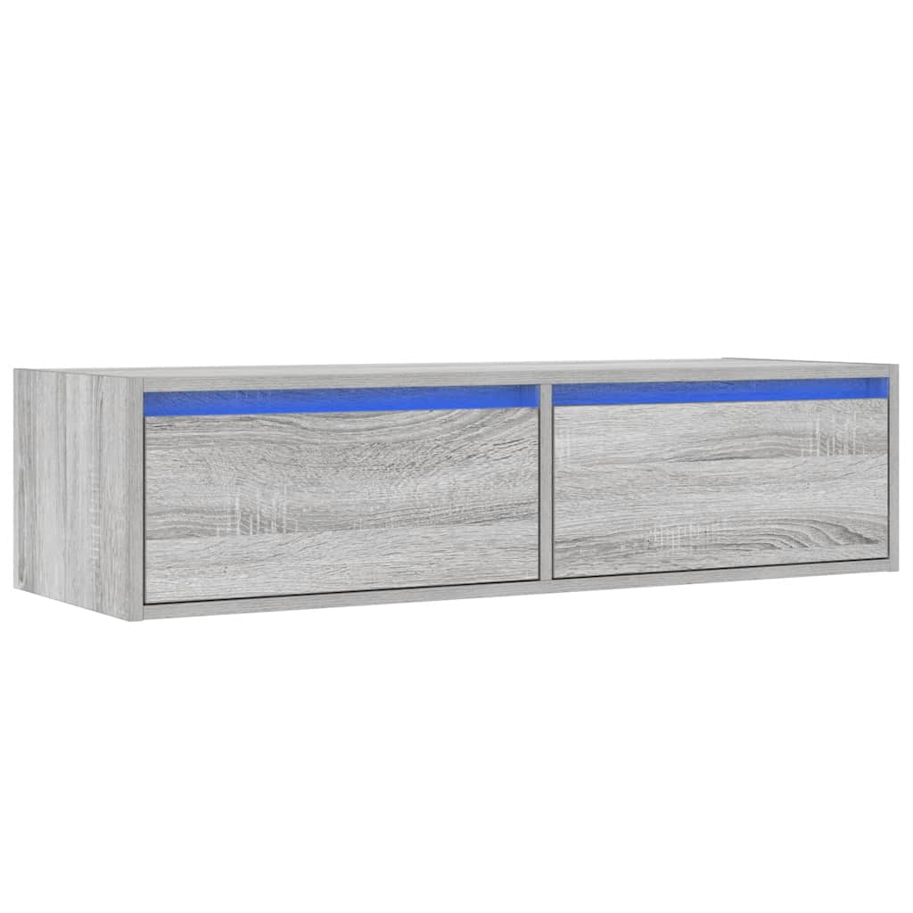 Móvel de TV com luzes LED 100x35,5x25 cm sonoma cinza