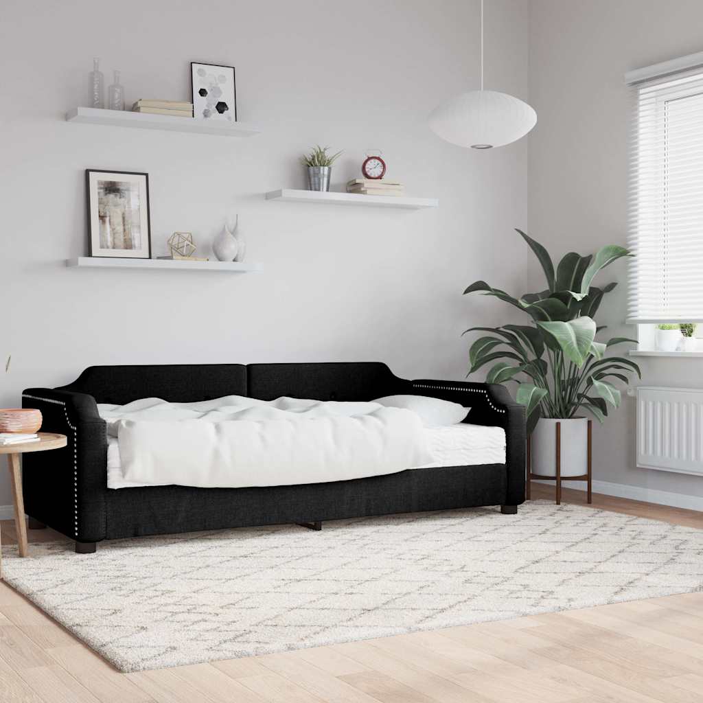 Sofá-cama com colchão 80x200 cm tecido preto