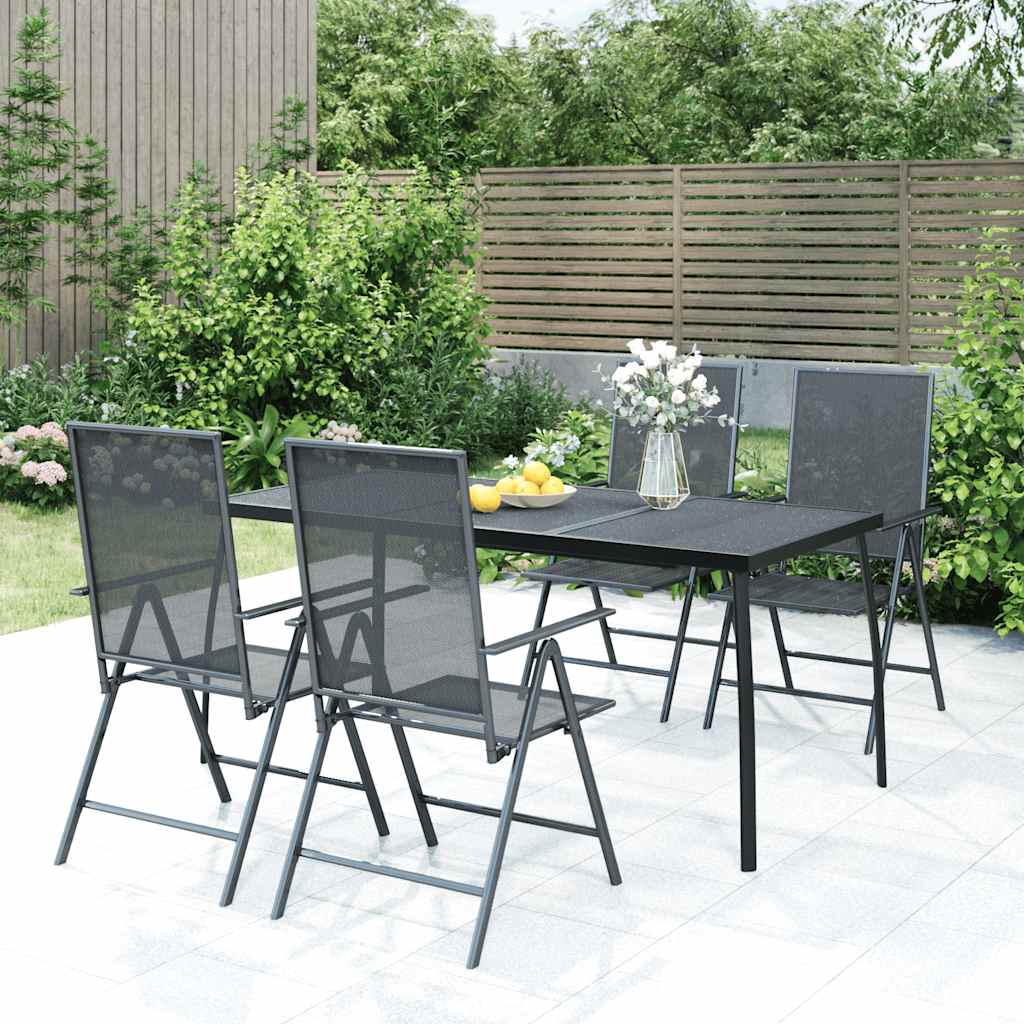 5 Pcs conjunto de jantar para jardim aço antracite