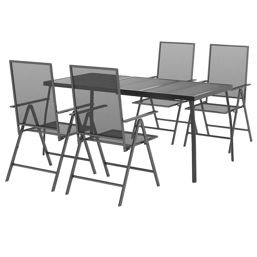 5 Pcs conjunto de jantar para jardim aço antracite