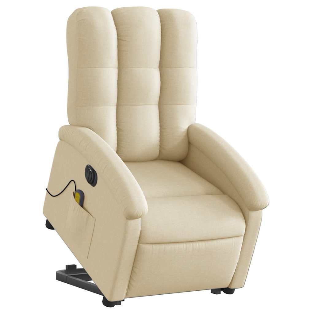 Poltrona elétrica elevatória massagens tecido creme