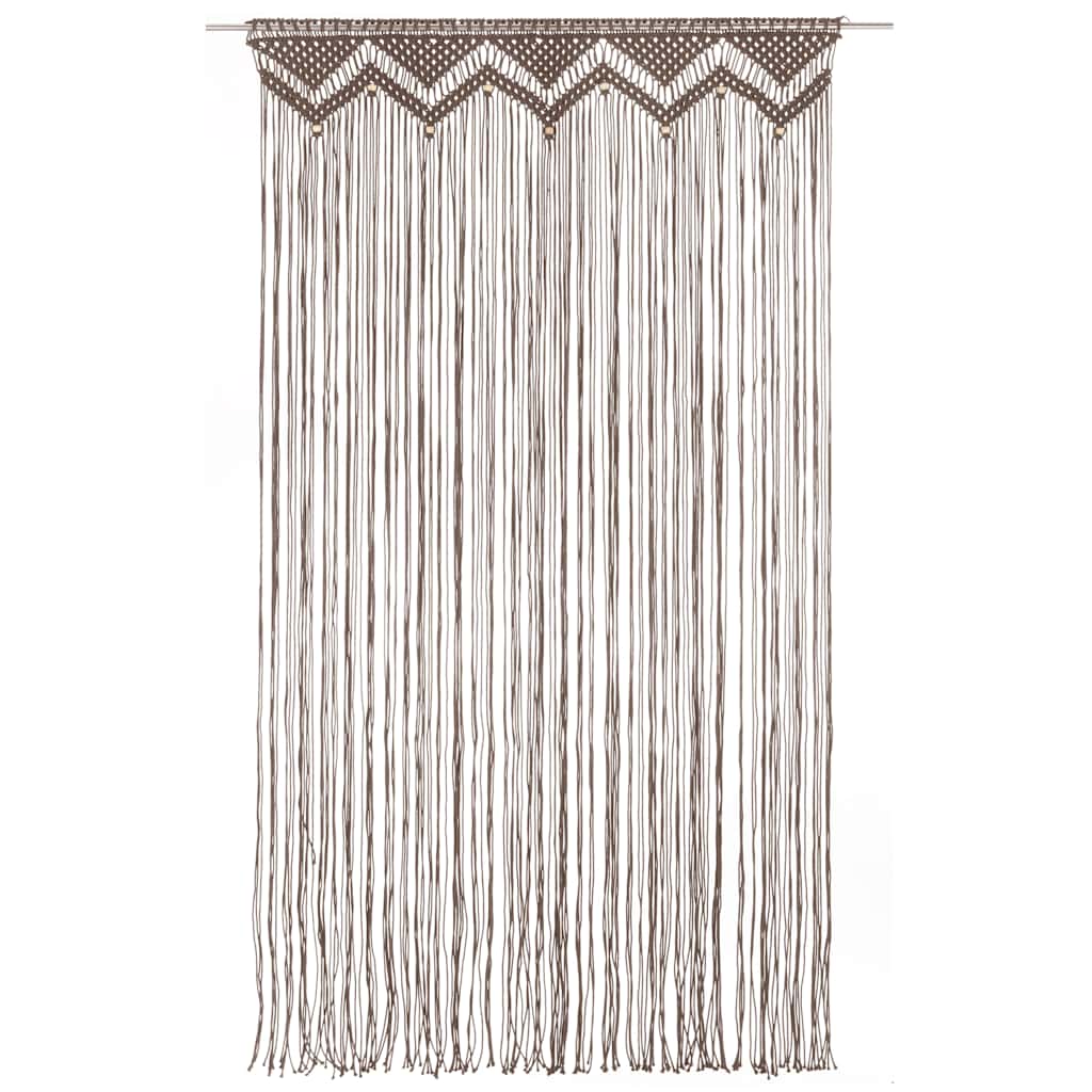 Cortina em macramé 140x240 cm algodão cinzento-acastanhado