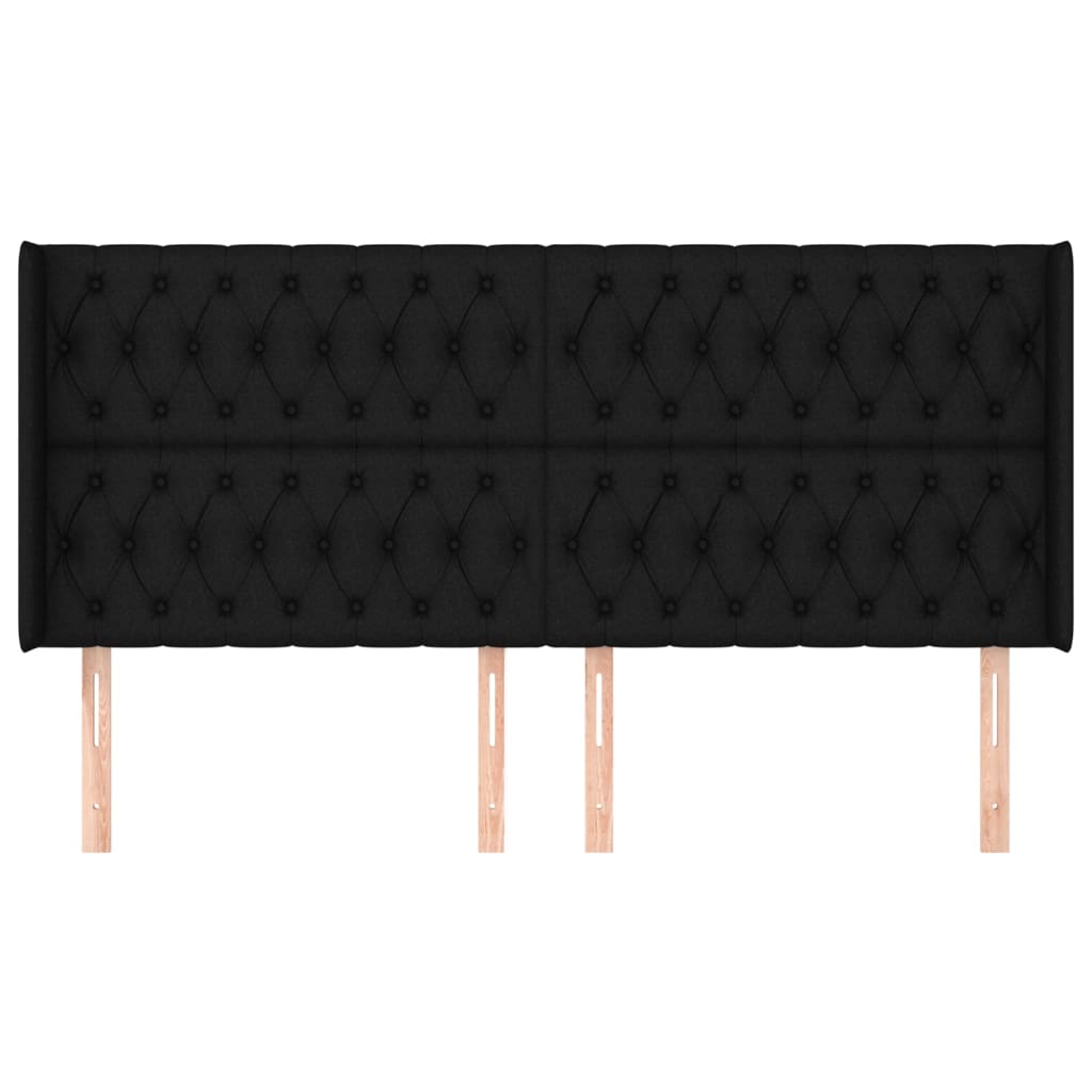 Cabeceira de cama c/ abas tecido 183x16x118/128 cm preto