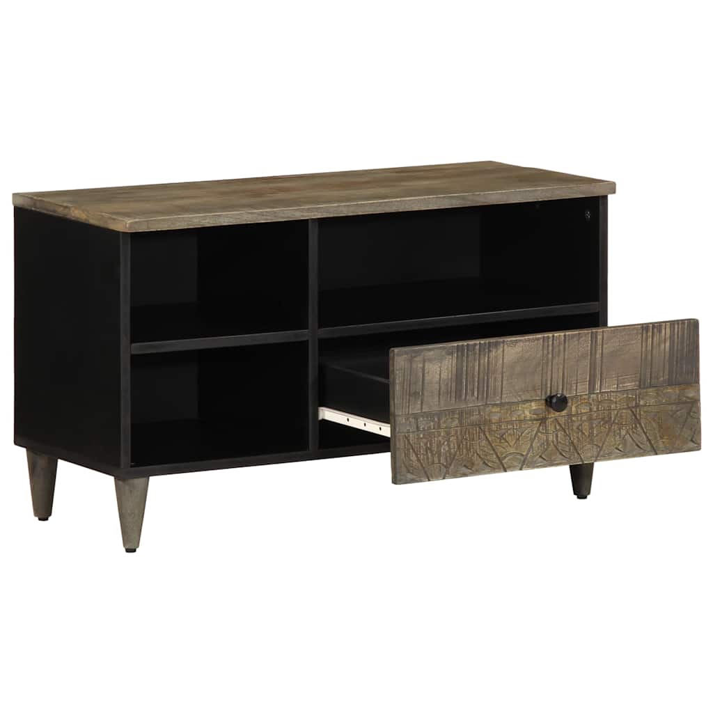 Móvel de TV 80x33x46 cm madeira de mangueira maciça preto