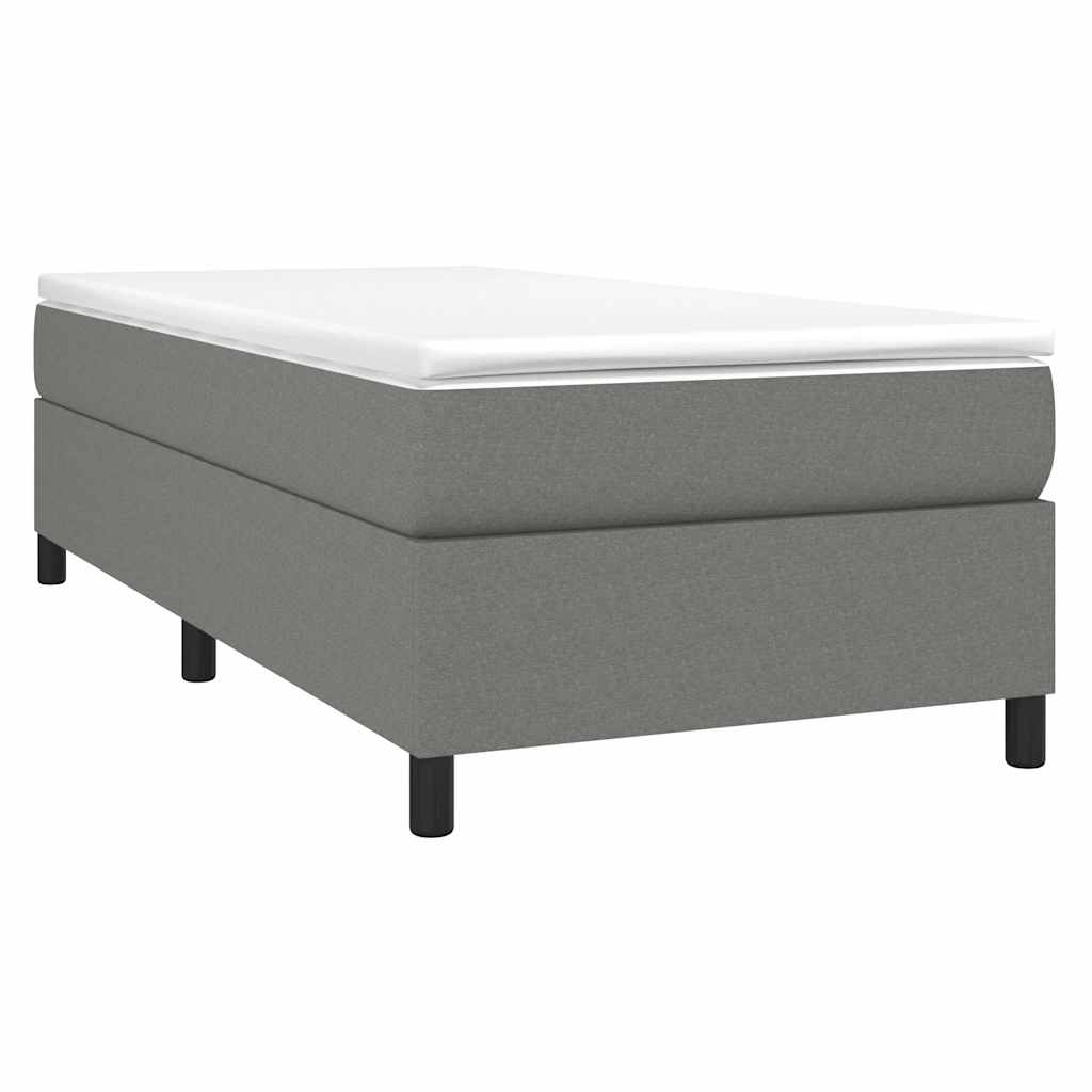 Estrutura de cama com molas 90x200 cm tecido cinzento-escuro