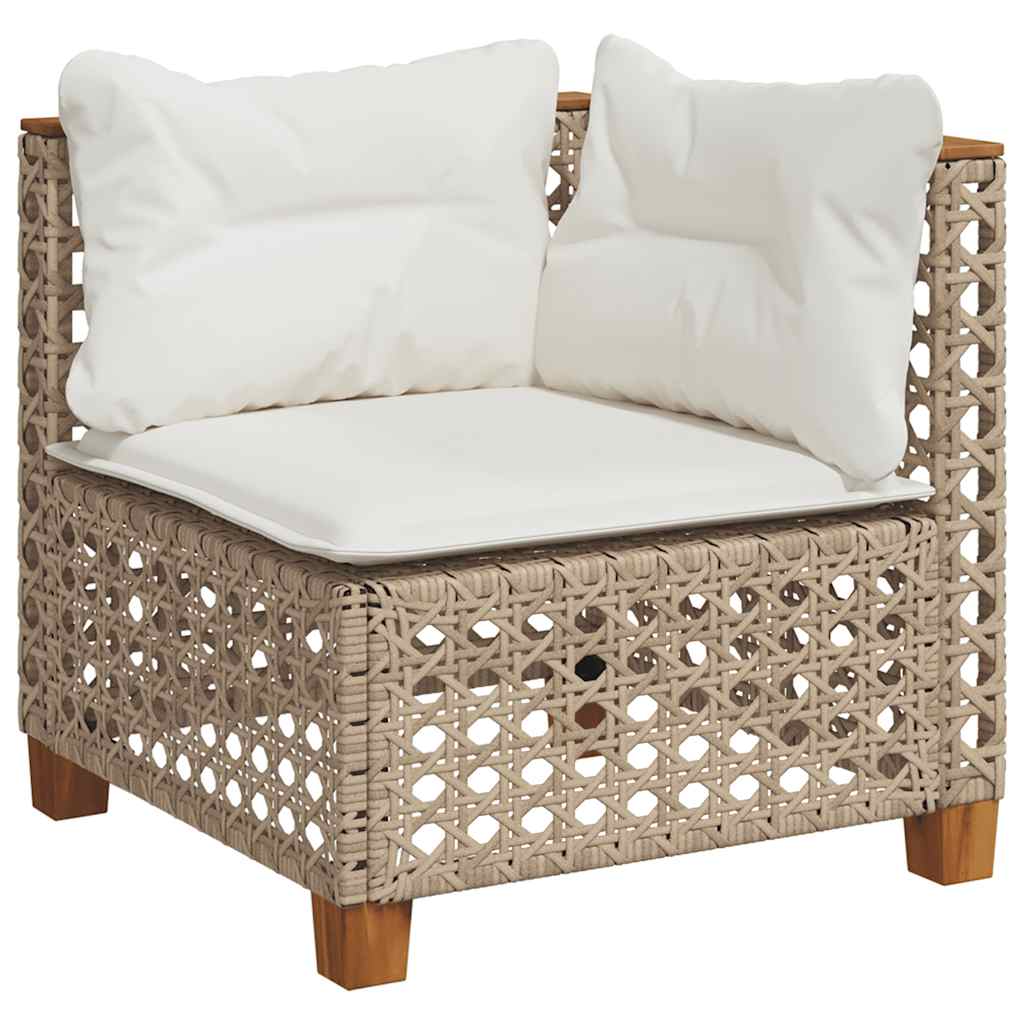 8 Pcs conjunto de sofás p/ jardim com almofadões vime PE bege