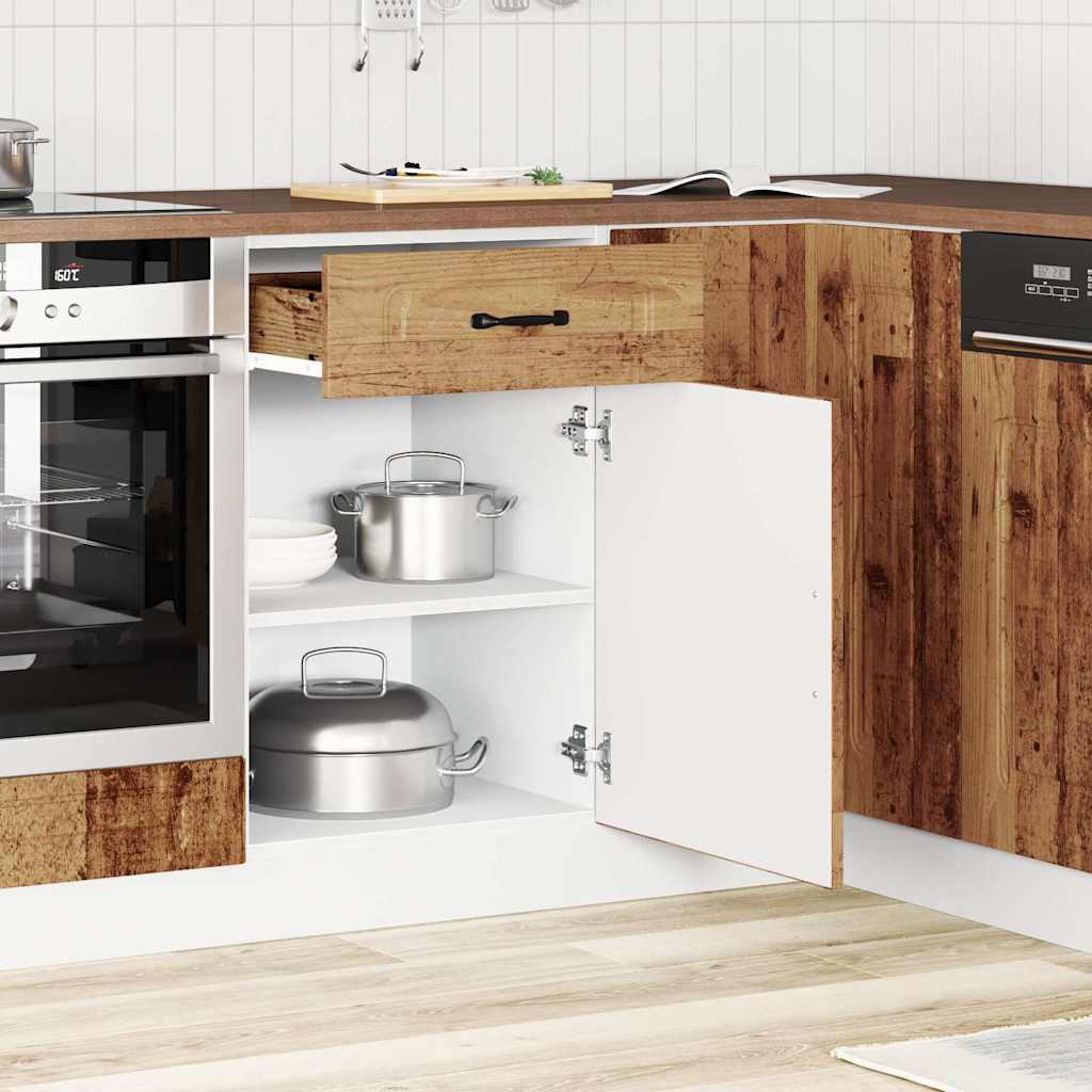 Armário cozinha baixo kalmar madeira artificial madeira velha