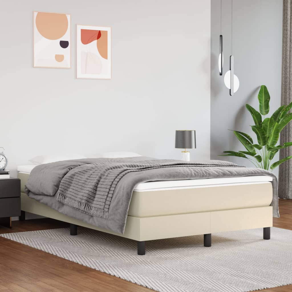 Estrutura de cama com molas 120x200 cm couro artificial cor creme