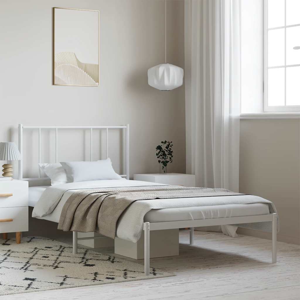 Estrutura de cama com cabeceira 100x200 cm metal branco