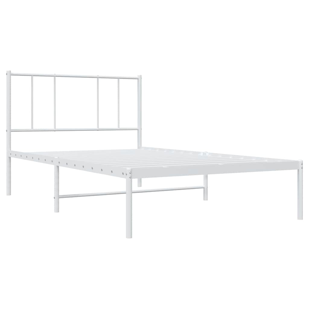 Estrutura de cama com cabeceira 100x200 cm metal branco