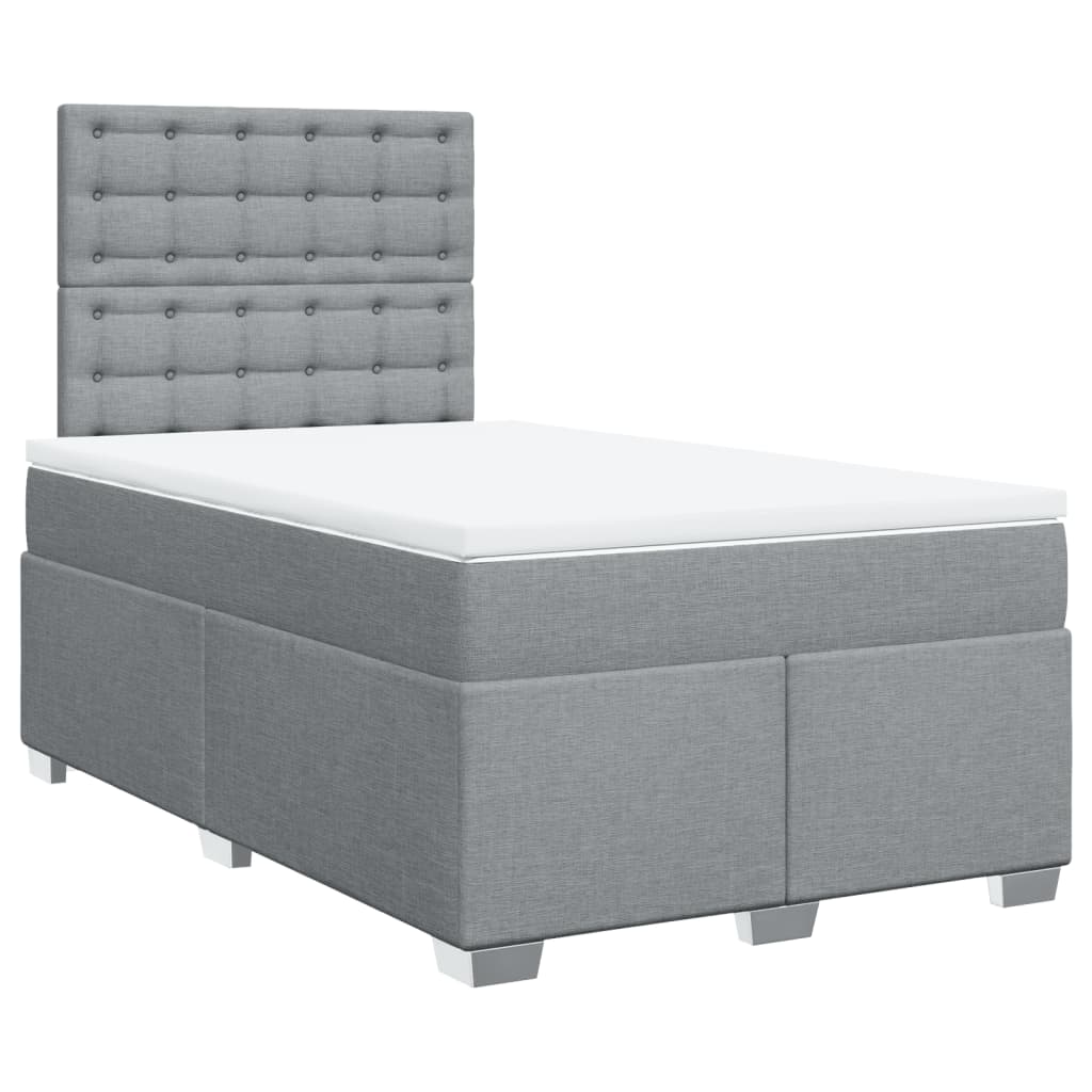 Cama boxspring com colchão 120x190 cm tecido cinzento-claro