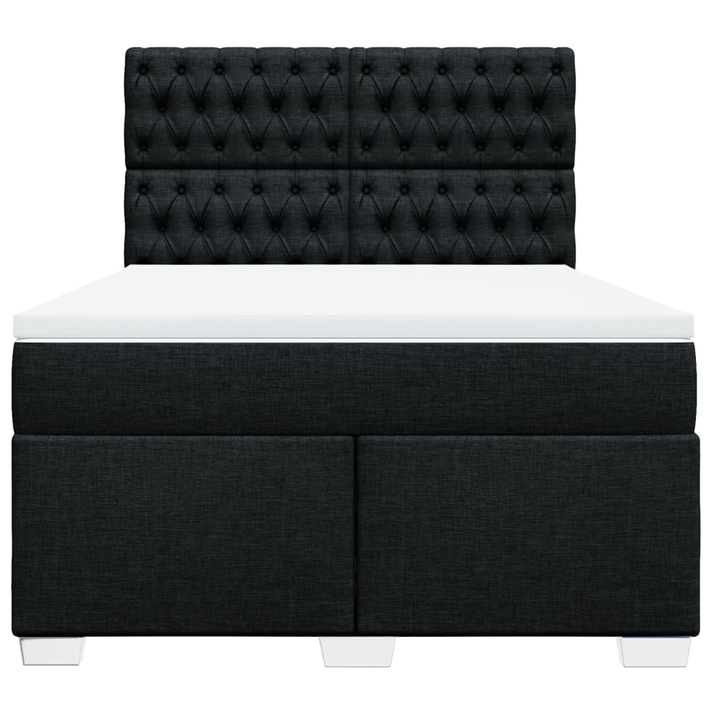 Cama com molas/colchão 160x200 cm tecido preto