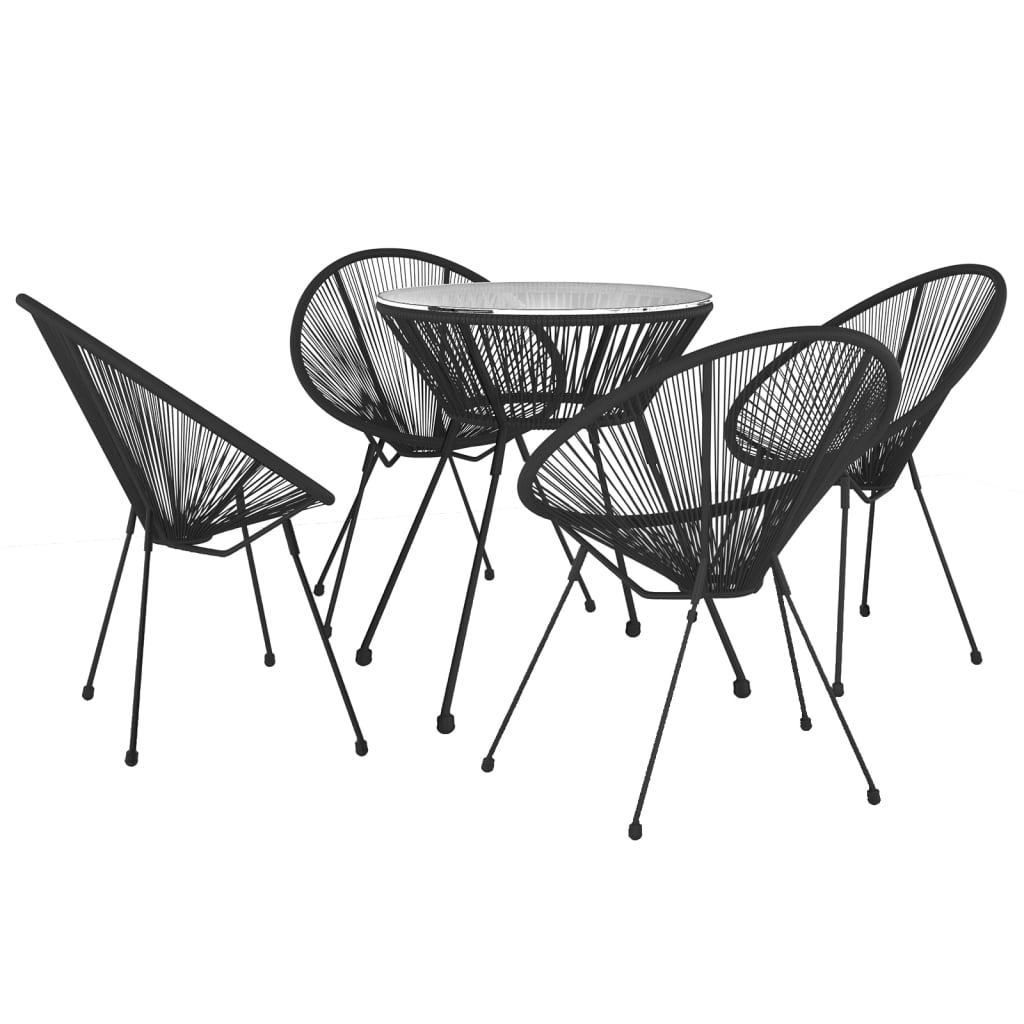 5 Pcs conjunto de jantar para jardim preto