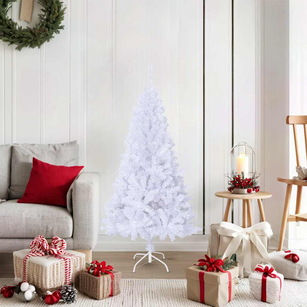 Árvore de natal artificial com ramos grossos 150 cm PVC branco