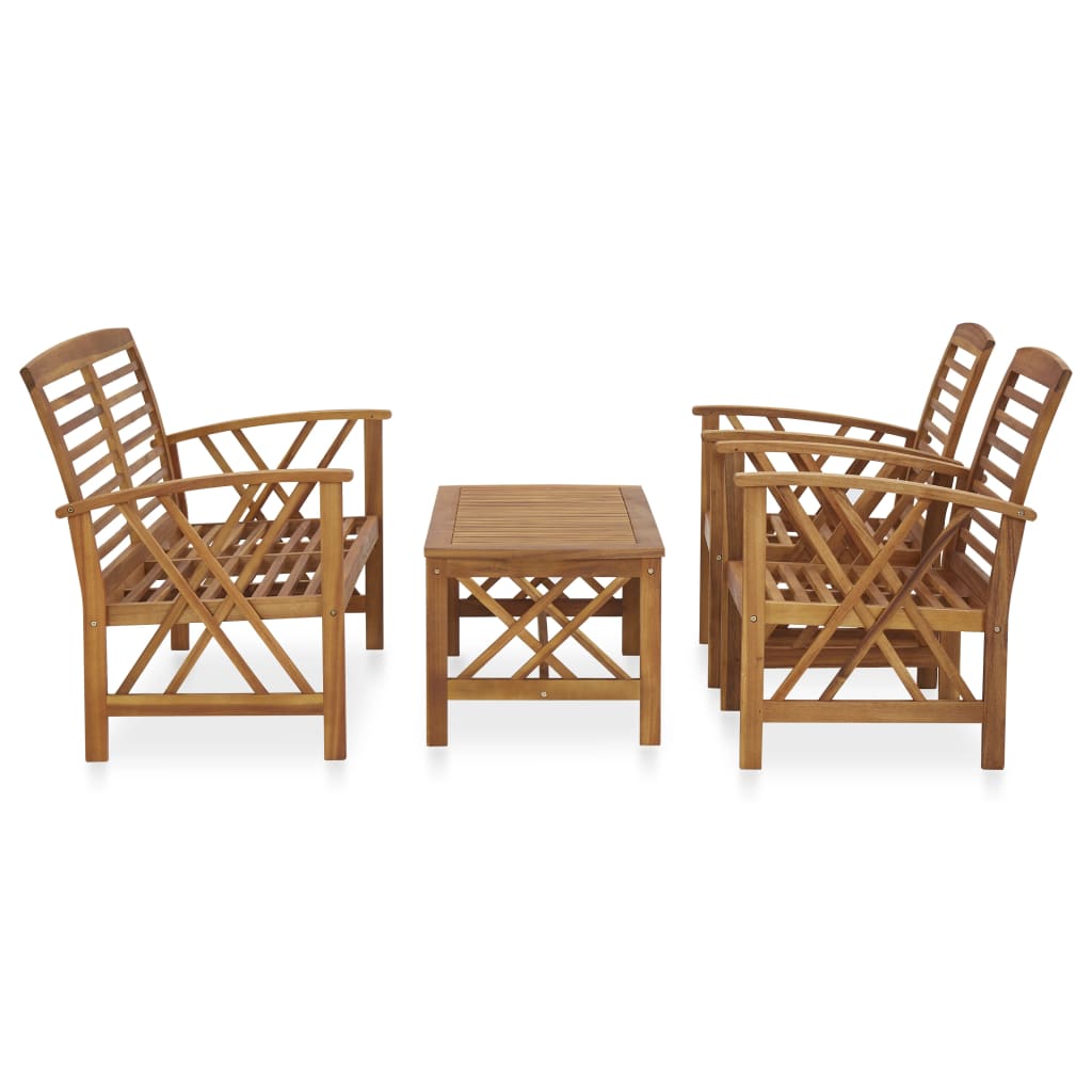 4 Pcs conjunto lounge de jardim madeira de acácia maciça