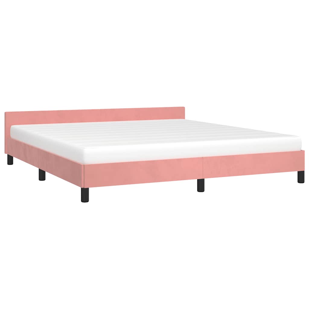 Estrutura cama c/ cabeceira sem colchão 180x200 cm veludo rosa