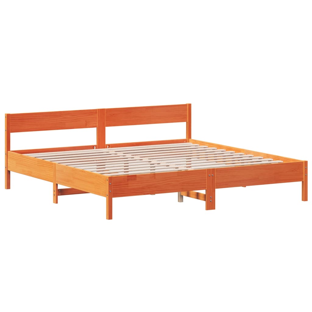 Cama sem colchão 200x200 cm pinho maciço castanho-mel