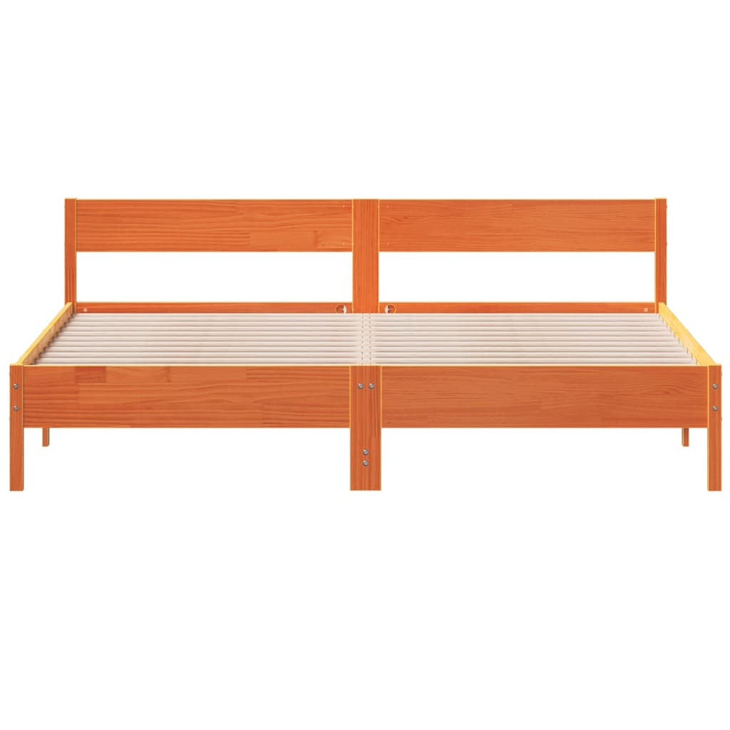 Cama sem colchão 200x200 cm pinho maciço castanho-mel
