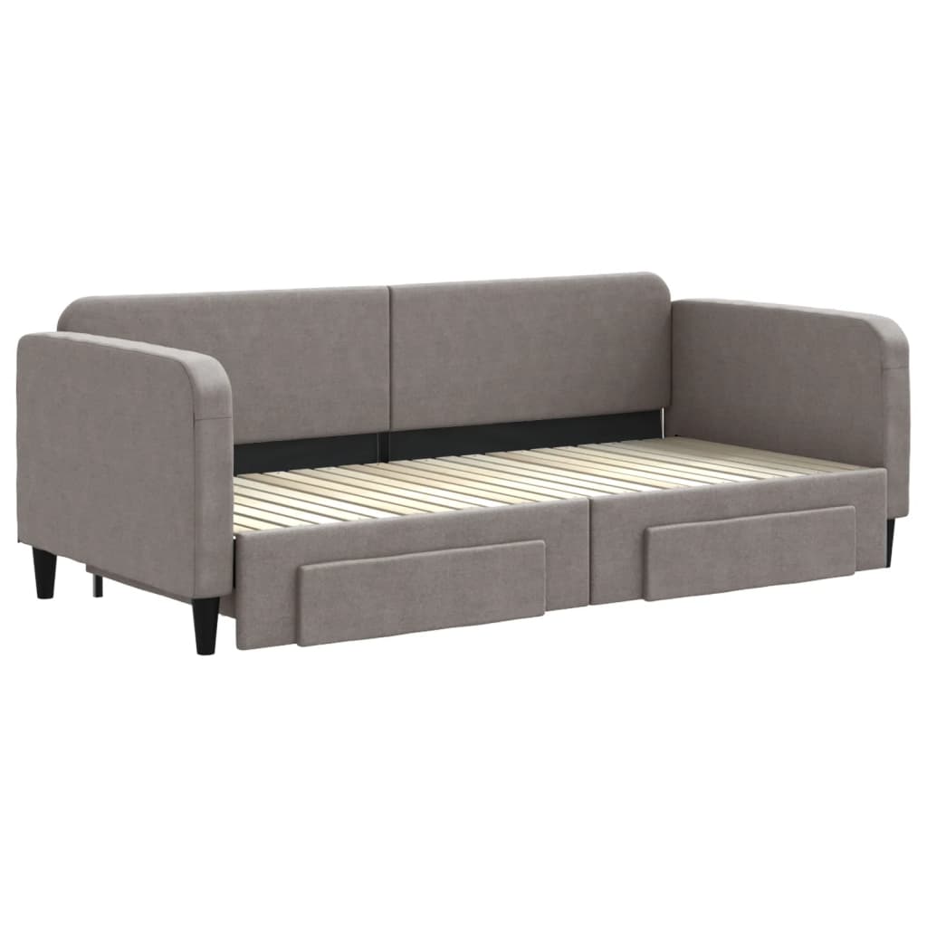 Sofá-cama c/ gavetão/gavetas 90x200 cm tecido cinza-acastanhado
