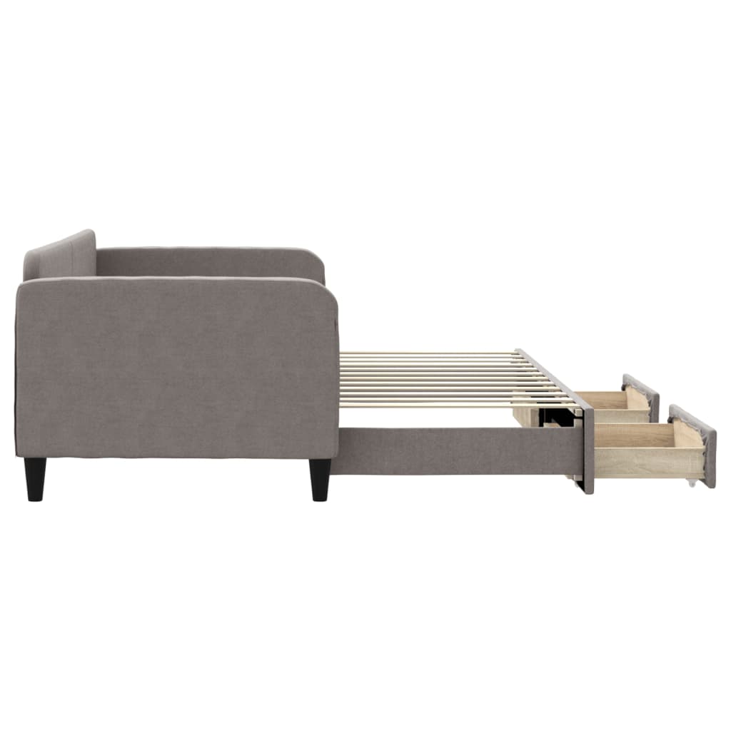 Sofá-cama c/ gavetão/gavetas 90x200 cm tecido cinza-acastanhado